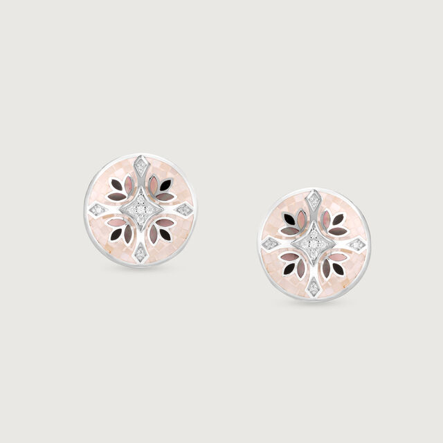 Mosaic Charm Silver Stud Earrings,,hi-res image number null