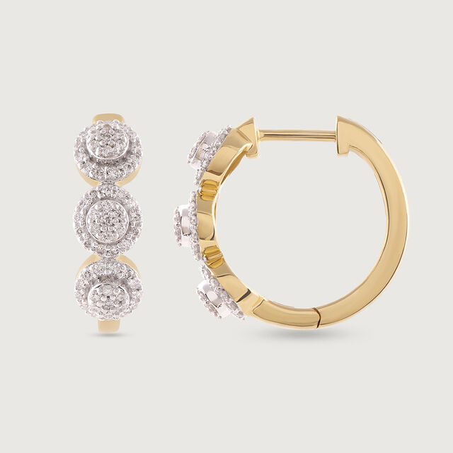 Leafy Luxe Gold & Diamond Hoop Earrings,,hi-res image number null