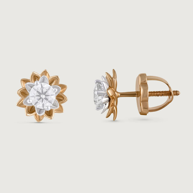 Eternal Bloom 14 kt Gold & Diamond Stud Earrings,,hi-res image number null