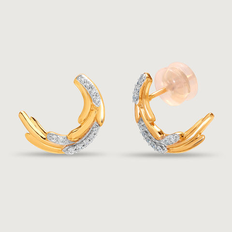Sparkling Feather 14KT Gold & Diamond Stud Earring