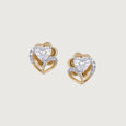 Heartfelt Radiance 14 kt gold & Diamond Stud Earrings,,hi-res view 3