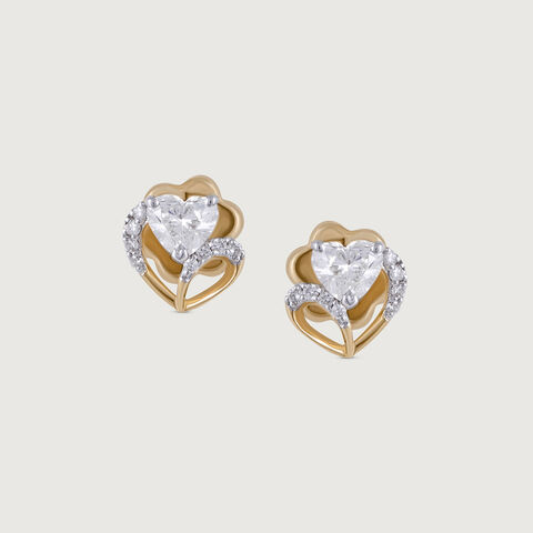 Heartfelt Radiance 14 kt gold & Diamond Stud Earrings
