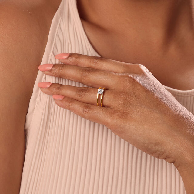 Lustrous Divide 14KT Gold & Diamond Ring,,hi-res image number null