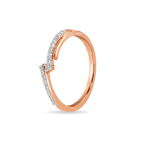 14KT Rose Gold Crossed Paths Diamond Finger Ring