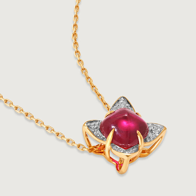 Scarlet Blooms Ruby & Diamond 14KT Pendant,,hi-res image number null