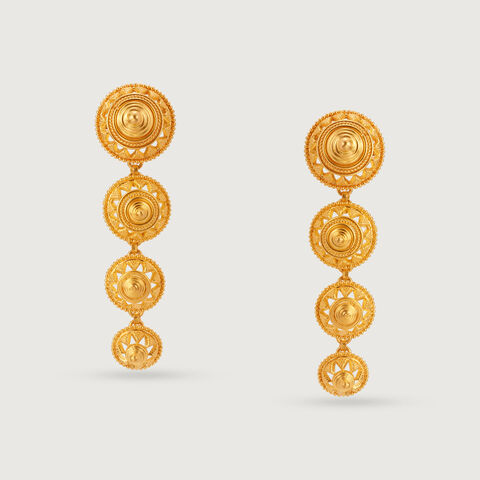 Enchanting Warli 22KT Gold Drop Earrings