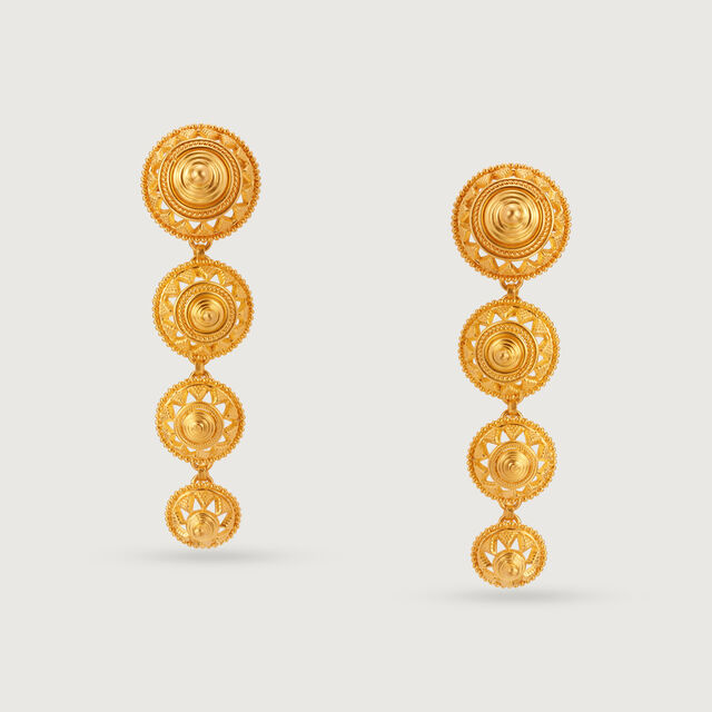 Enchanting Warli 22KT Gold Drop Earrings,,hi-res image number null