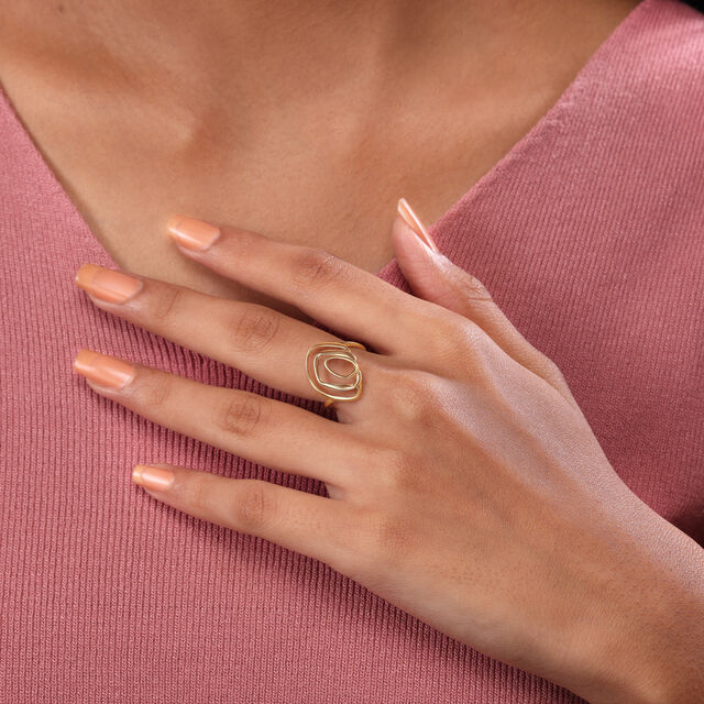 14KT Yellow-White Gold Oval Finger Ring With Openwork,,hi-res image number null