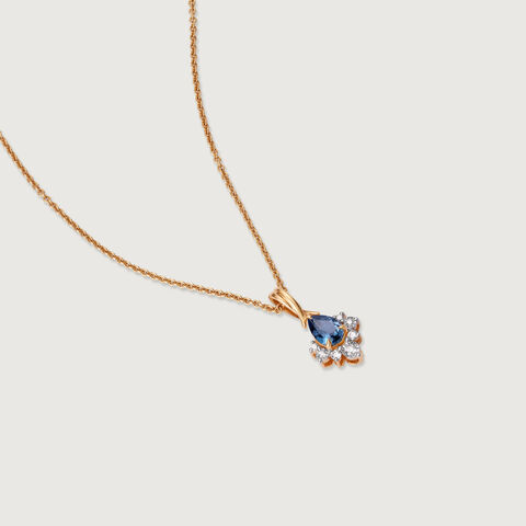 Sparkly Blue Diamond & Gold Pendant