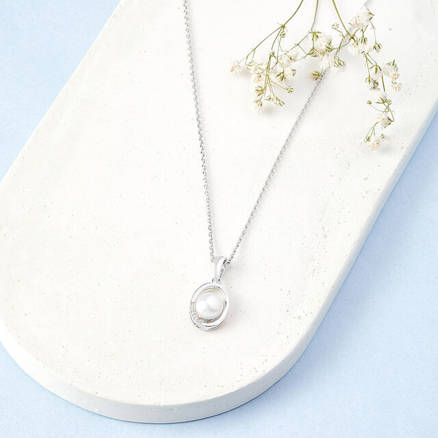 Heavenly Pearl Silver Pendant & Chain,,hi-res image number null