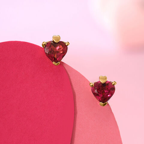 Cupid's Heart 14KT Gold & Pink Garnet Stud Earring
