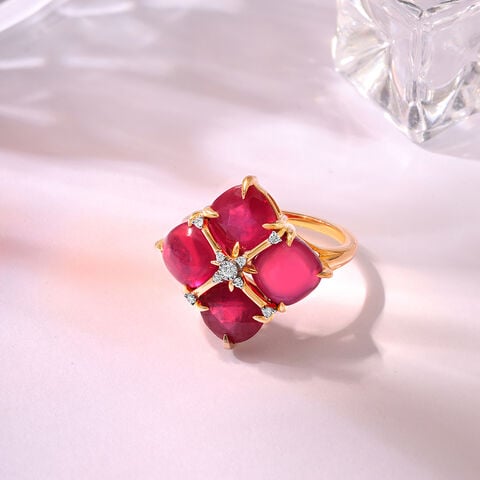 Bordeaux Bling 14KT Diamond & Ruby Ring