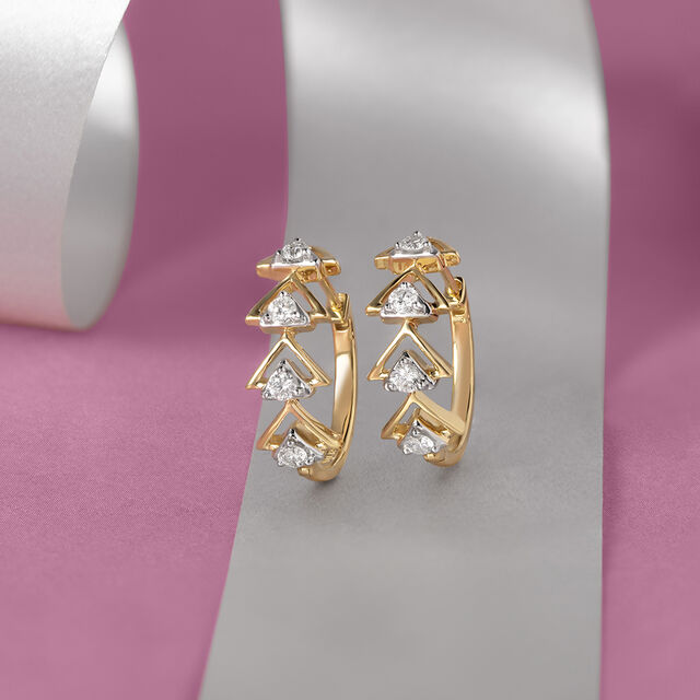 Modern Chic Gold & Diamond Hoop Earrings,,hi-res image number null