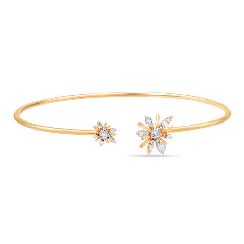 14kt Yellow Gold Blooming Diamond Bangle