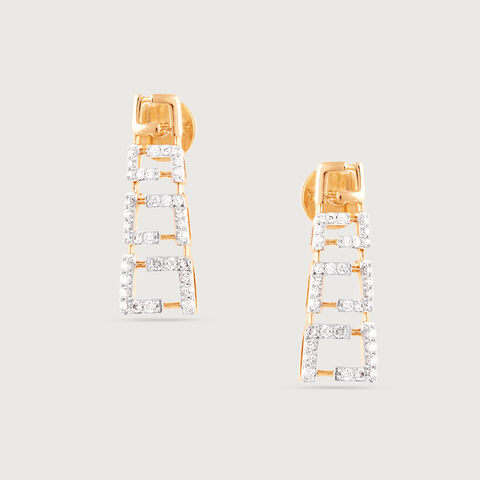 Chic Cascades Gold & Diamond Stud Earrings