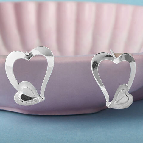 Sculpted Heartbeat Silver Stud Earrings