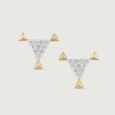 Glitzy Sequin Gold & Diamond Stud Earrings,,hi-res view 3