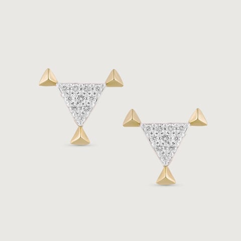 Glitzy Sequin Gold & Diamond Stud Earrings