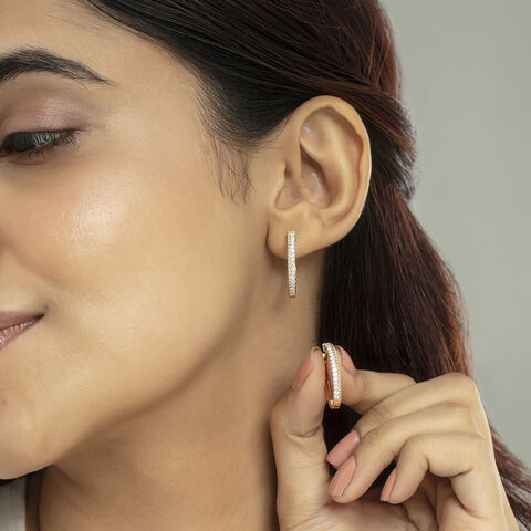 Sculpted Shine Gold & Diamond Hoop Earrings