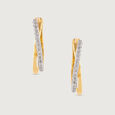 Sleek Iconic Gold & Diamond Hoop Earrings,,hi-res view 3