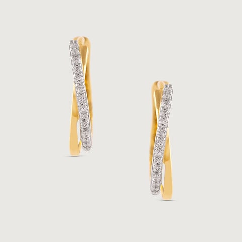 Sleek Iconic Gold & Diamond Hoop Earrings
