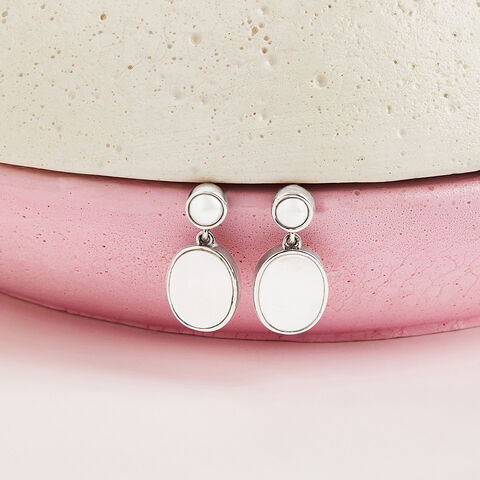 Luminous Pearl Silver Drop Earrings