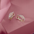 Sleek Elegance Gold & Diamond Hoop Earrings,,hi-res view 1