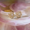 Ornate Filigree Gold & Diamond Stud Earrings,,hi-res view 1