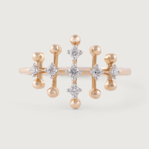Retro Diva Gold & Diamond Finger Ring