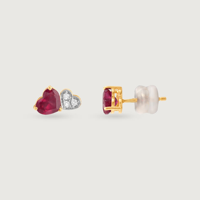 Scarlet Grace Ruby & Diamond Stud Earrings,,hi-res image number null