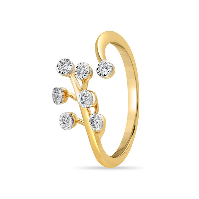 14KT Yellow Gold Glowing Leaves Diamond Ring,,hi-res image number null