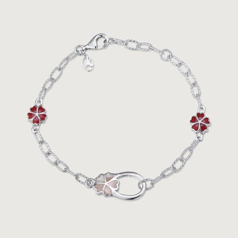 Mother of Pearl Floral Silver Bracelets