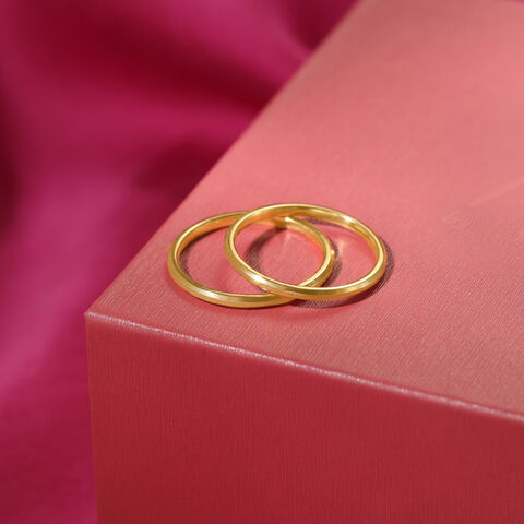 His & Her Edition Band 18KT Gold Couple Ring -Single Piece