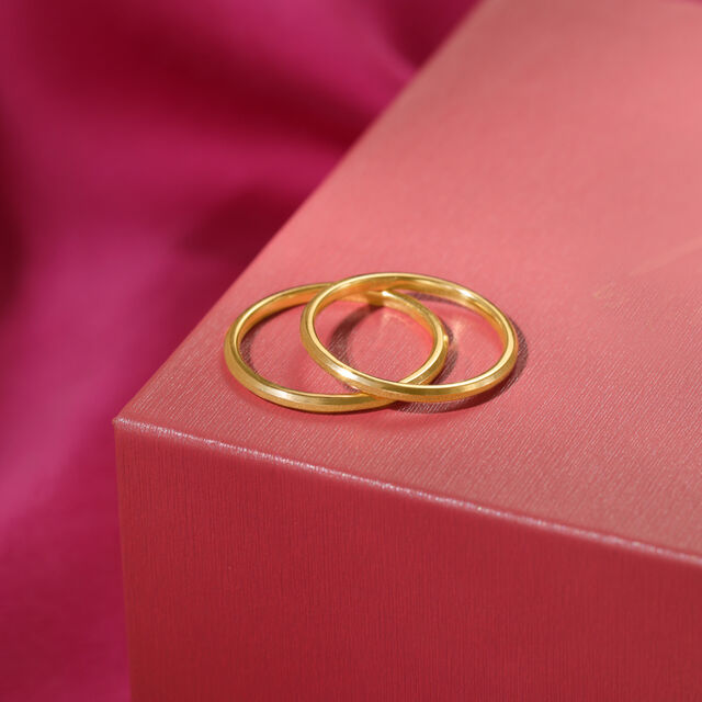 His & Her Edition Band 18KT Gold Couple Ring -Single Piece,,hi-res image number null