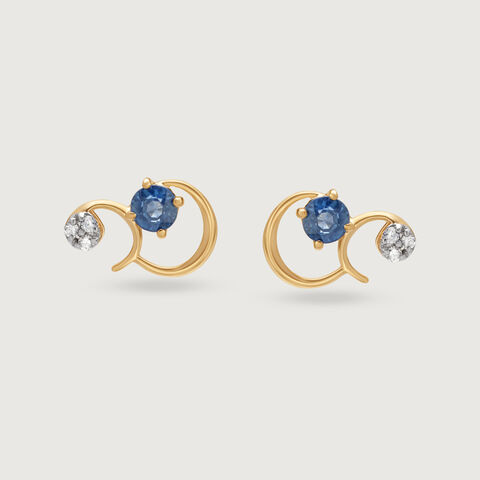 Starry Galaxies 14KT Diamond and Blue Sapphire Earrings