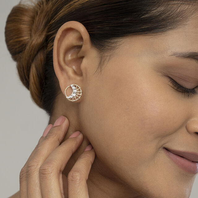 Basketry Glam Gold and Diamond Stud Earrings,,hi-res image number null