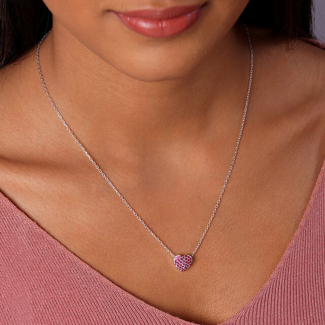 Pretty Pink Silver Necklace for Women,,hi-res image number null
