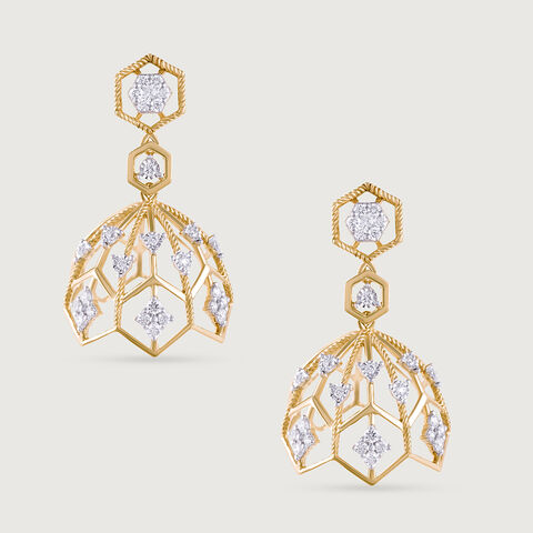 Lippan Grandeur Gold & Diamond Jhumka