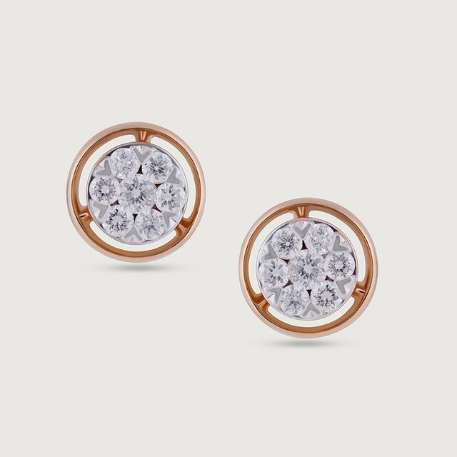 Cluster Beauty Gold & Diamond Stud Earrings,,hi-res image number null