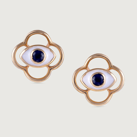 Blossoms Evil Eye Gold Stud Earrings