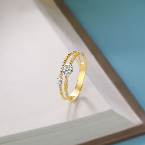 Sleek Stardust 14KT Gold & Diamond Ring