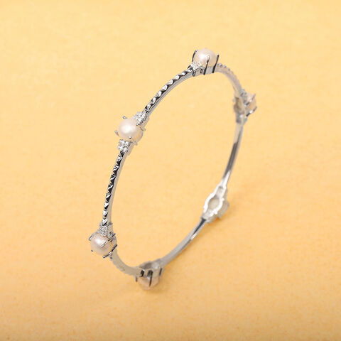 Heavenly Pearl Silver Bangle