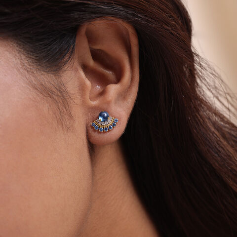 Bubbly Bliss 14KT Diamond & London Blue Topaz Stud Earrings
