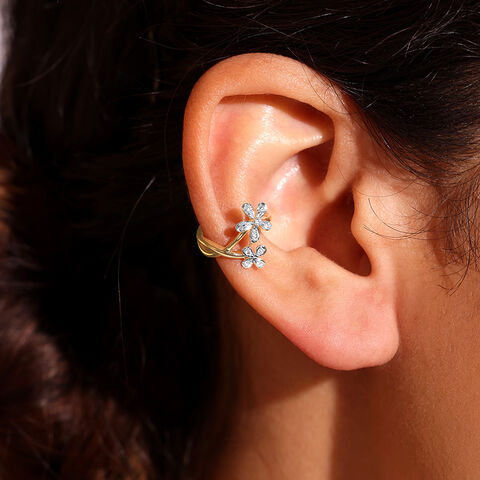 Daisy Charm Diamond Earcuff