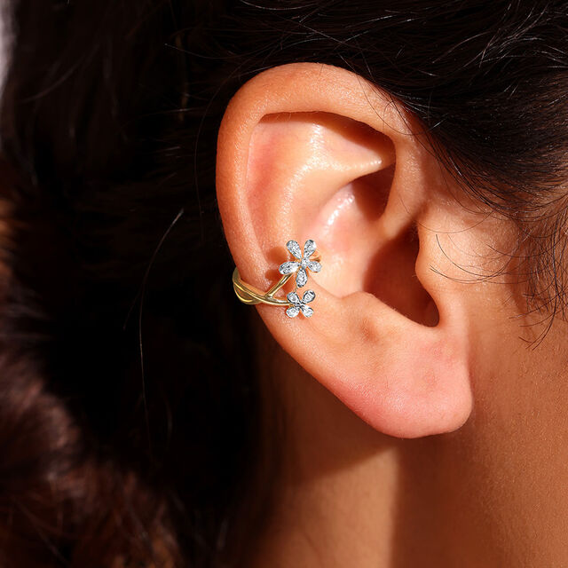 Daisy Charm Diamond Earcuff,,hi-res image number null