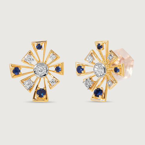 North Star Brilliance 14KT Medium Blue Sapphires Ear Stud