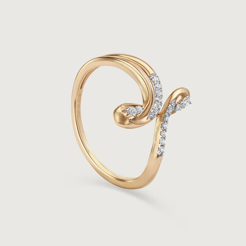 Flowing Sparkle 14 Kt Gold & Diamond Finger Ring