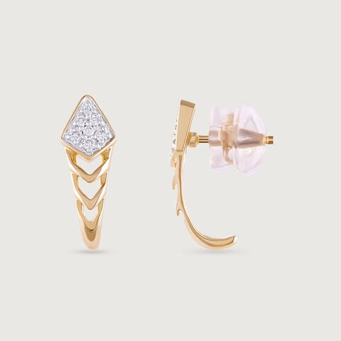 Chevron Grace Gold & Diamond Stud Earrings