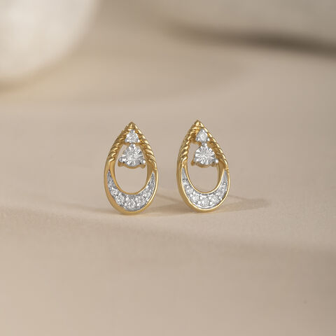 Teardrop Unity Gold & Diamond Stud Earrings
