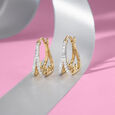 Art Deco Gold & Diamond Hoop Earrings,,hi-res view 1